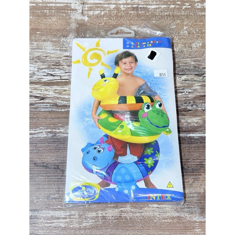 New Vintage Intex 2001 The Wet Set Inflatable Pink Hippo Swim Ring 24"x18" 59220